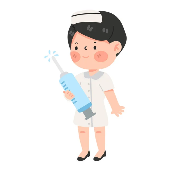 Enfermeira Segurando Seringa Para Injeção Médica — Vetor de Stock