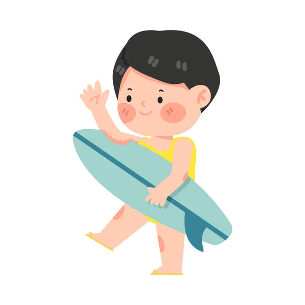 Cute Little Girl Surfboard — Stock Vector
