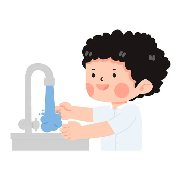 Student Washing Hands Sink — Stock Vector
