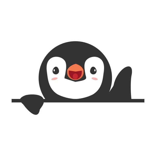 Bonito Cabeça Pinguim Banda Desenhada Banner — Vetor de Stock