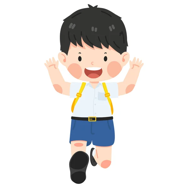 Glad Pojke Student Löpande Barn — Stock vektor