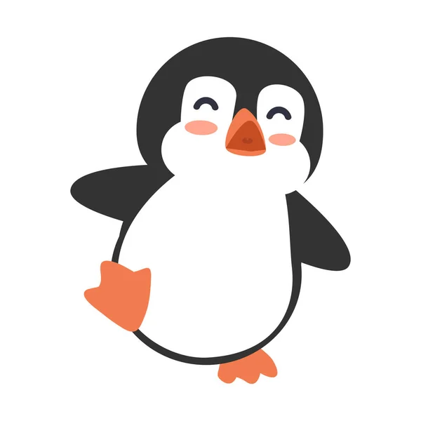 Icono Dibujos Animados Pingüino Feliz Estilo Plano — Vector de stock