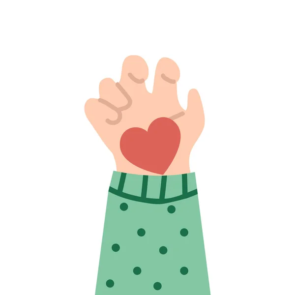 Χέρι Κρατώντας Μια Κόκκινη Καρδιά Αγάπη — Διανυσματικό Αρχείο