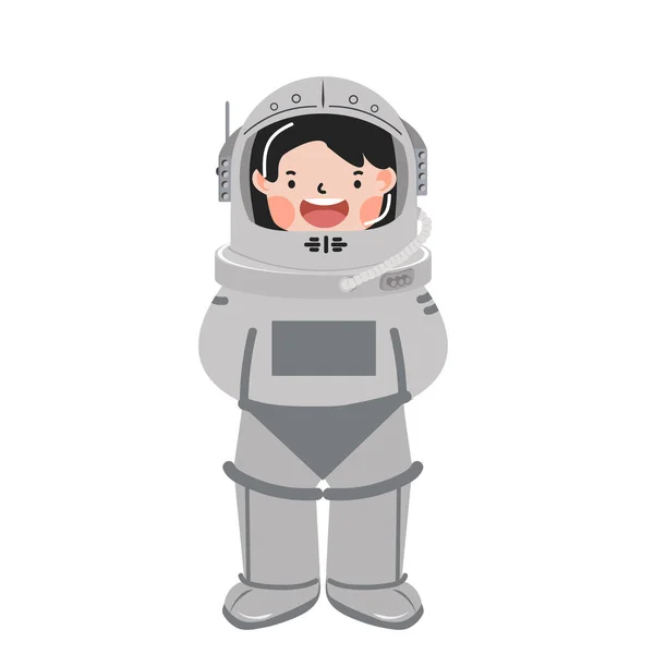 Cute Kid Astronaut Anzug Cartoon — Stockvektor