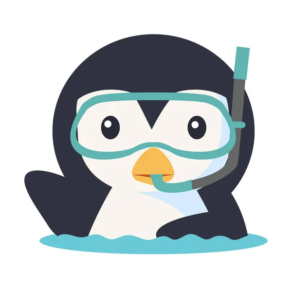 Симпатичный Пингвин Ныряющий Водолазном Костюме — стоковый вектор