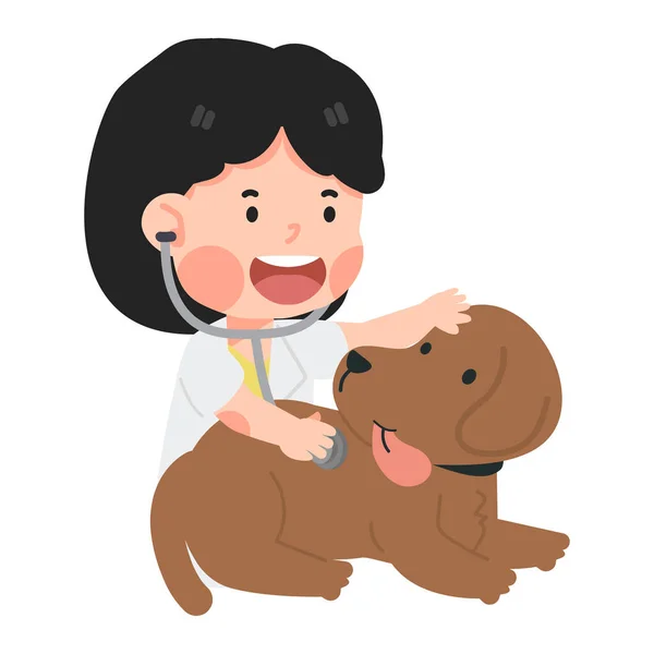 Mulheres Veterinárias Com Pet Dog — Vetor de Stock