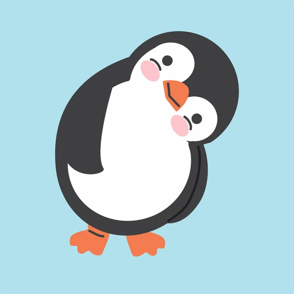 Cute Penguin Standing Flat Design — Stock Vector