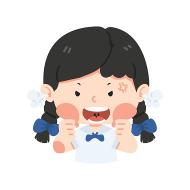 Sevimli kız öğrenci sinirli pozu.