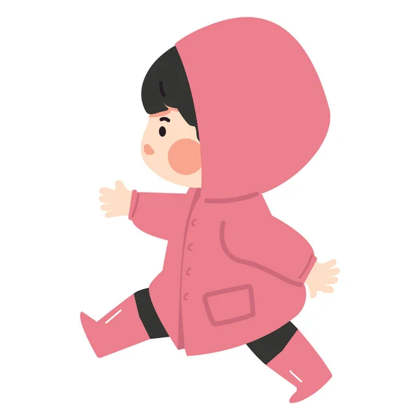 Roztomilé Dívka Nosit Růžový Plášť Kreslené — Stockový vektor