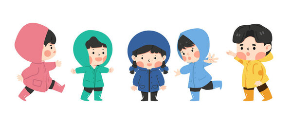 Little child  wearing raincoat set