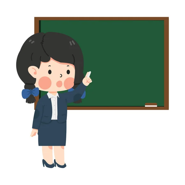 Nauczyciel Kobiet Zielonej Tablicy — Wektor stockowy