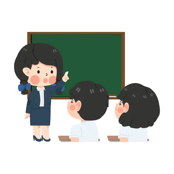 Δάσκαλος Διδασκαλία Μπροστά Από Λευκό Πίνακα — Διανυσματικό Αρχείο