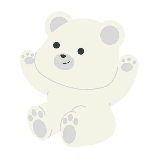 Felice Orso Polare Seduto Cartone Animato — Vettoriale Stock