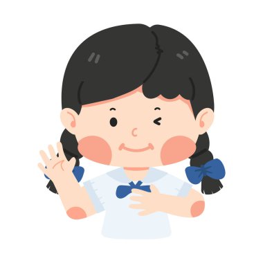 Küçük kız göğsünde söz veriyor.