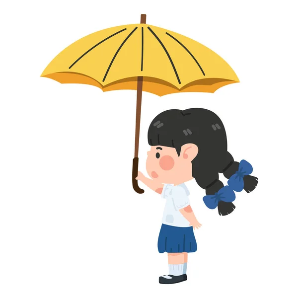 Studentka Žlutým Deštníkem — Stockový vektor