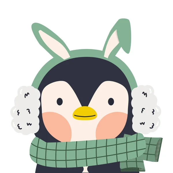 Милая Голова Пингвина Животных Теплая Одежда — стоковый вектор