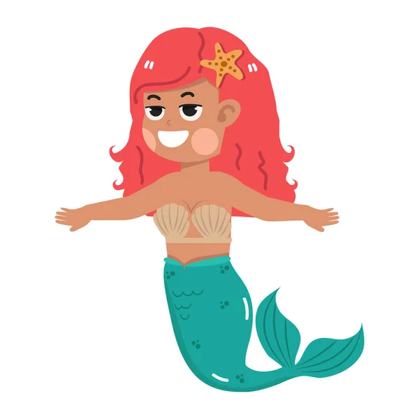 Cartoon Kid Girl Mermaid Vector — Stock Vector