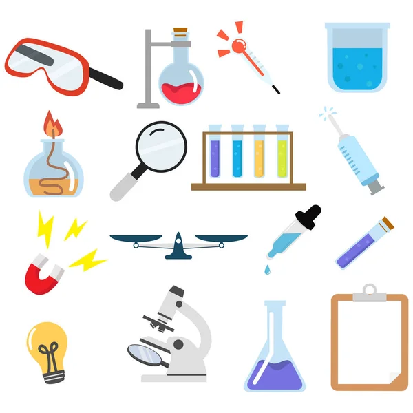 Chemical Laboratory Equipment Doodle Set — Stock Vector