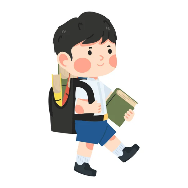 Αγόρι Μαθητής Πηγαίνει Στο Σχολείο — Διανυσματικό Αρχείο
