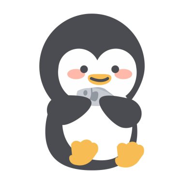 Şirin penguen Balık Yerken Çizgi Film Biçimi 