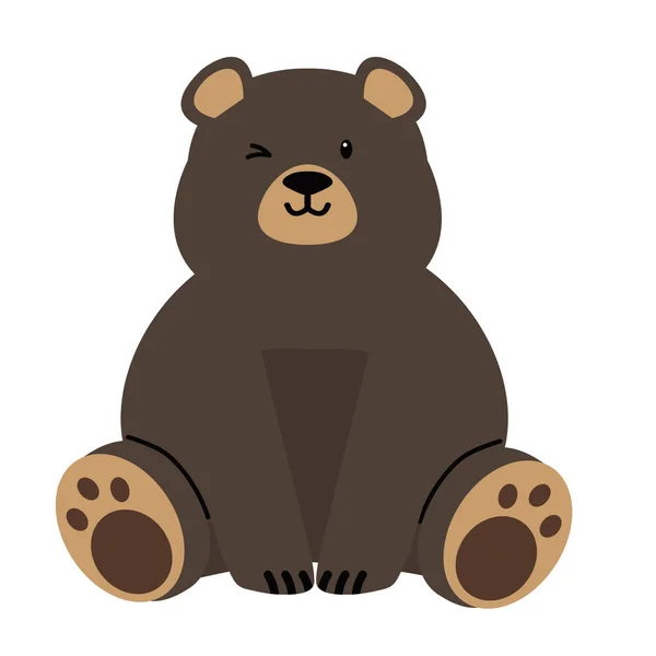 Χαριτωμένο Μοναχικό Αρκουδάκι Κάθεται Κινούμενα Σχέδια — Διανυσματικό Αρχείο