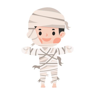 Mumya kostümlü şirin çocuk Cadılar Bayramı 