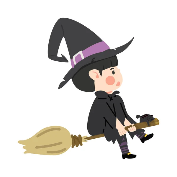 Menina Bonito Halloween Witch —  Vetores de Stock