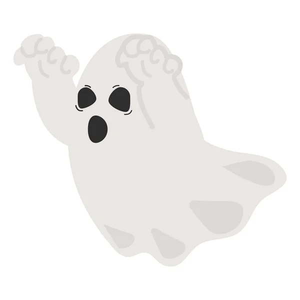 Spaventoso Halloween Fantasma Cartoon Doodle — Vettoriale Stock