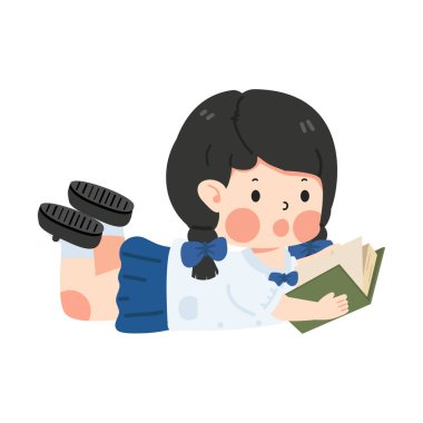 Çocuk kız çizgi roman okuyor.