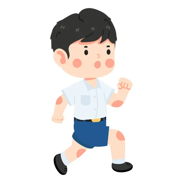 stock vector Kid Boy running to school 