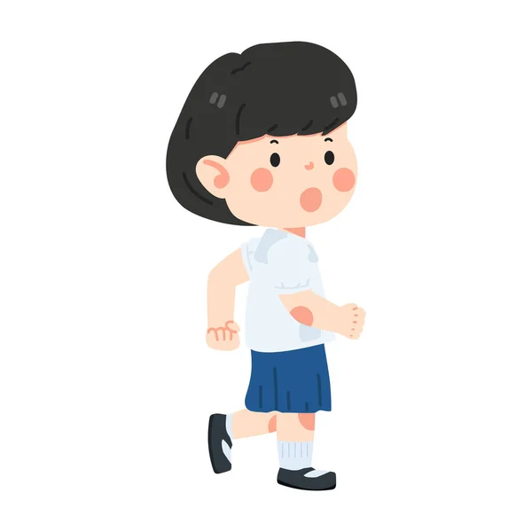 Kid Girl Running School Cartoon — Stock Vector
