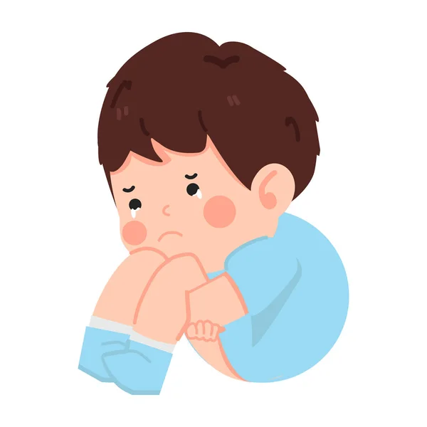 Cute Kid Boy Crying Sad — Stock Vector