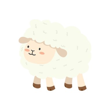 Sevimli beyaz koyun çizgi filmi