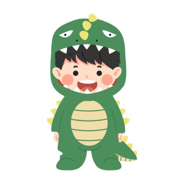 Dinozor kostümlü çocuk çizgi filmi