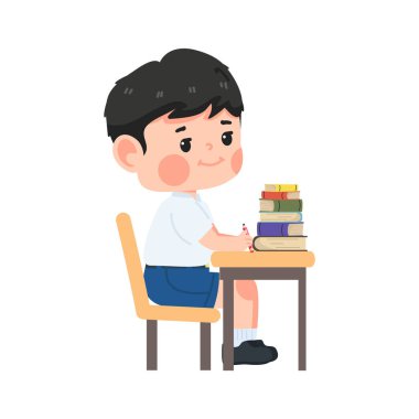 Çocuk öğrenciler masada.