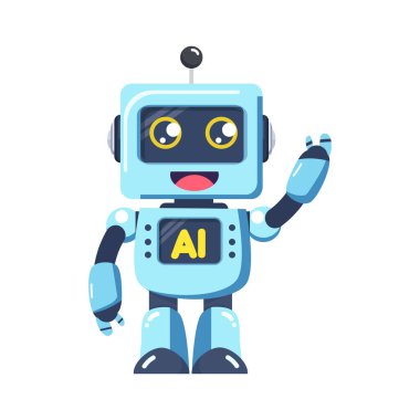 Cute robot say Hi Hello clipart