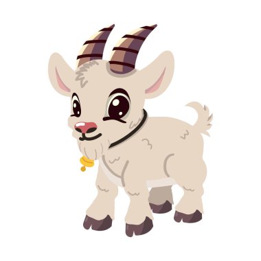 Sevimli keçi karakteri düz çizim