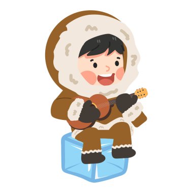 Eskimo buz küpüyle gitar çalıyor