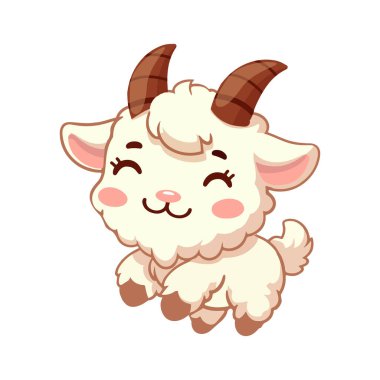 Çizgi film mutlu keçi beyaz arka planda izole