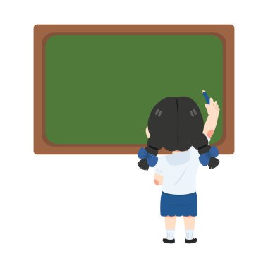 Boş tahtaya yazan kız çocuğu.