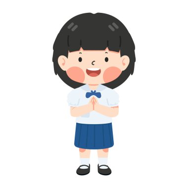 Tatlı öğrenci Sawasdee 'yi selamlıyor.