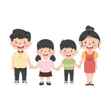 Çocuk ailesinin elini tutuyor.