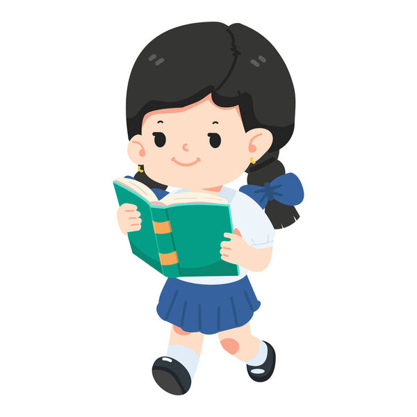 Cute girl reading a big book