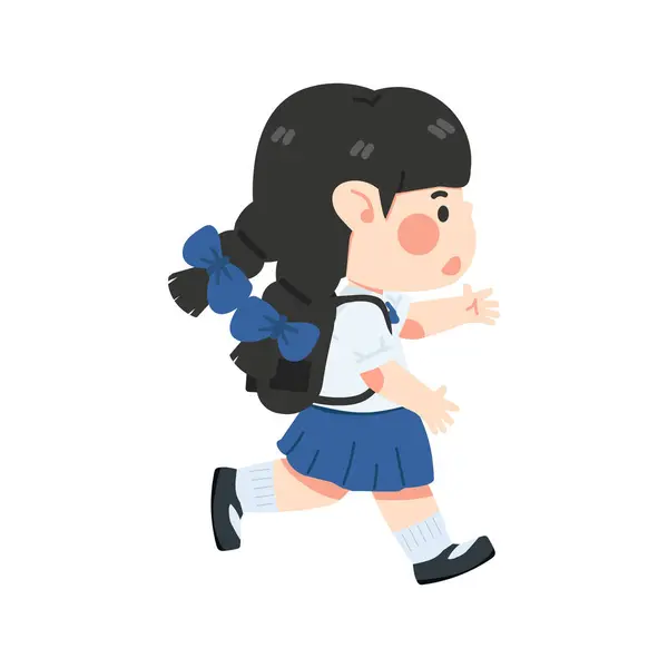 stock vector Girl student with backpack education school