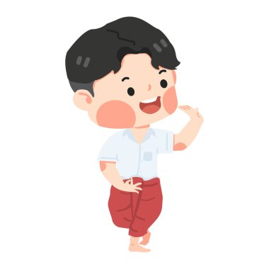 Erkek öğrenci geleneksel dans gösterisi yapıyor.