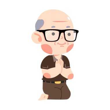 Yaşlı adam Namaz kılıyor Yerde oturuyor