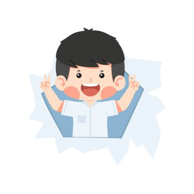 Kağıt delikte şirin bir çocuk.