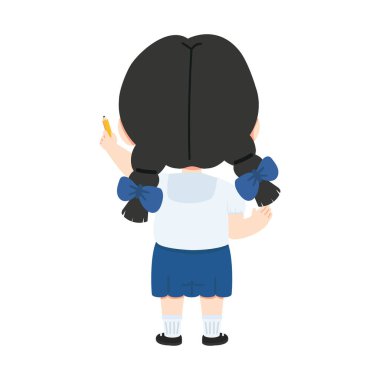 Kalemle yazı yazan öğrenci kız.