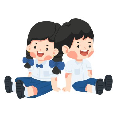 Öğrenciler yerde oturuyor.