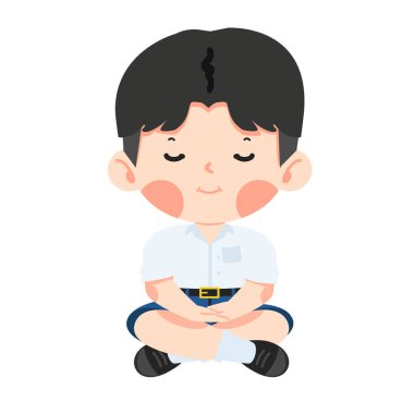 Erkek öğrenci meditasyonda oturuyor.